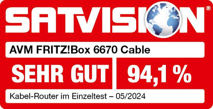 FRITZ!Box 6670 Cable – Wi-Fi 7 Kabelrouter mit DOCSIS 3.1, Zigbee & 2.5-Gbit-LANw